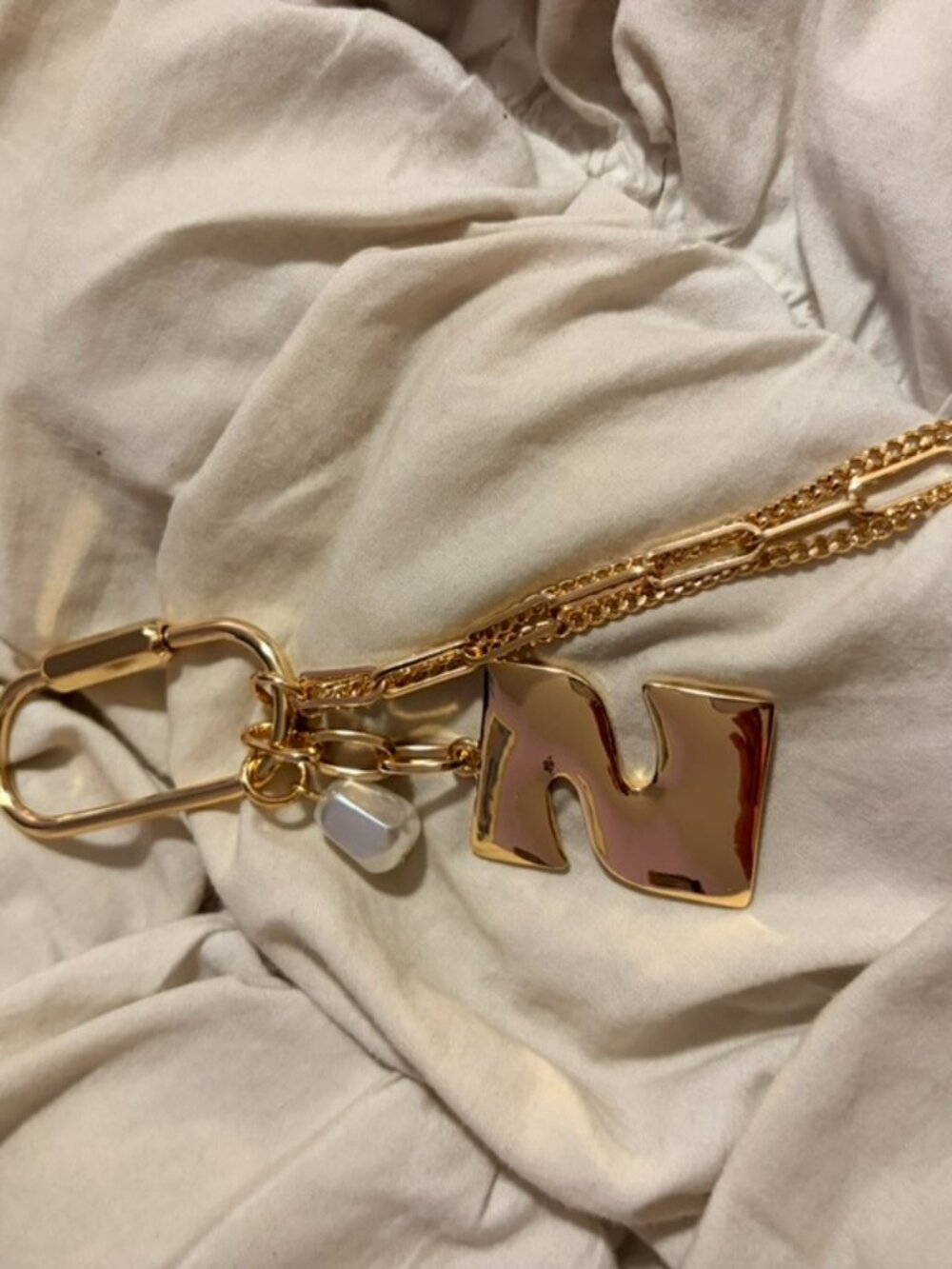 Free People Gold Tone Letter N Charm Bag Charm